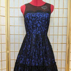 Moulinette Soeurs Anthropologie Size 2 Blue Silk Lace Dress